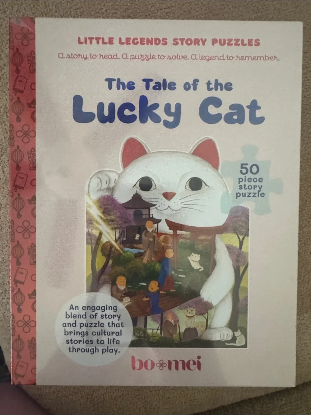 Puzzle The Tale of the Lucky Cat - Pink & White 50-Piece Cat Story Puzzle